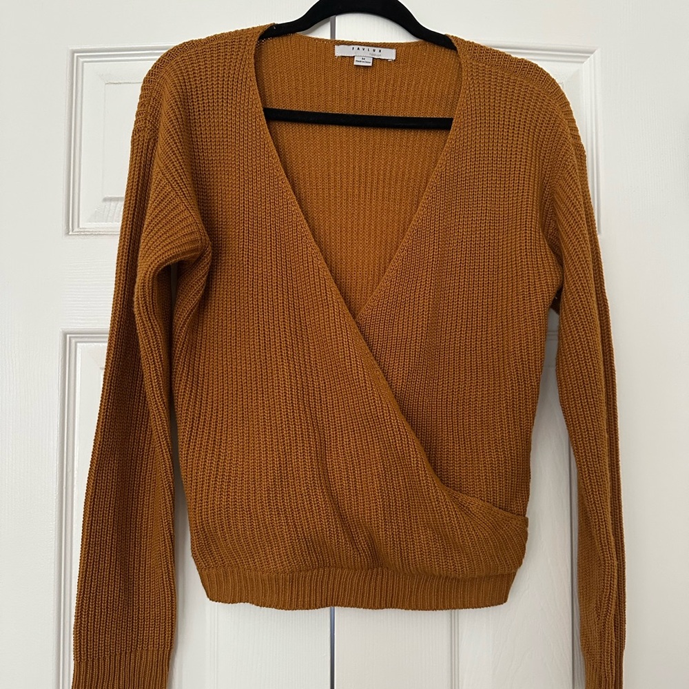 FAVLUX Women's V-Neck Sweater in Mustard